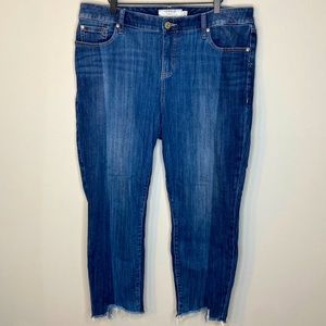 Torrid Girlfriend Jeans Two Tone Step Hem Cropped